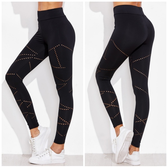 SHEIN Pants - SHEIN Active Eyelet Detail Leggings • SZ Large